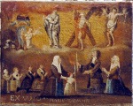 Ex-voto Provence 1724 (?). Au-dessus des suppliants, sont représentés : saint Roch, la Vierge, saint André et saint Sébastien. Basilique Notre-Dame-de-la-Garde. Marseille. Photo Serge Panarotto.