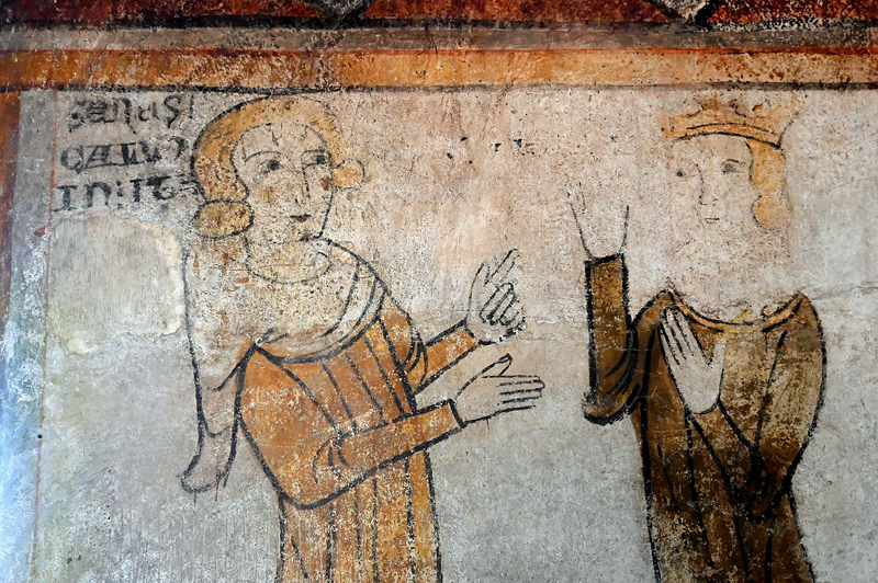 Cour d'amour. Fresques du XIIIe siècle. Tour Ferrande. Pernes-les-Fontaines (84). Photo Serge Panarotto.